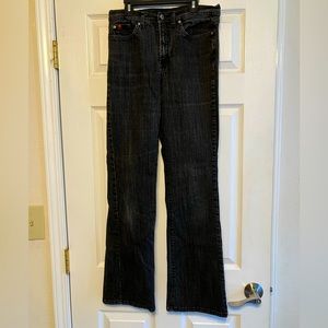 jeanstar black wash denim midrise bootcut zip fly women’s jeans 10